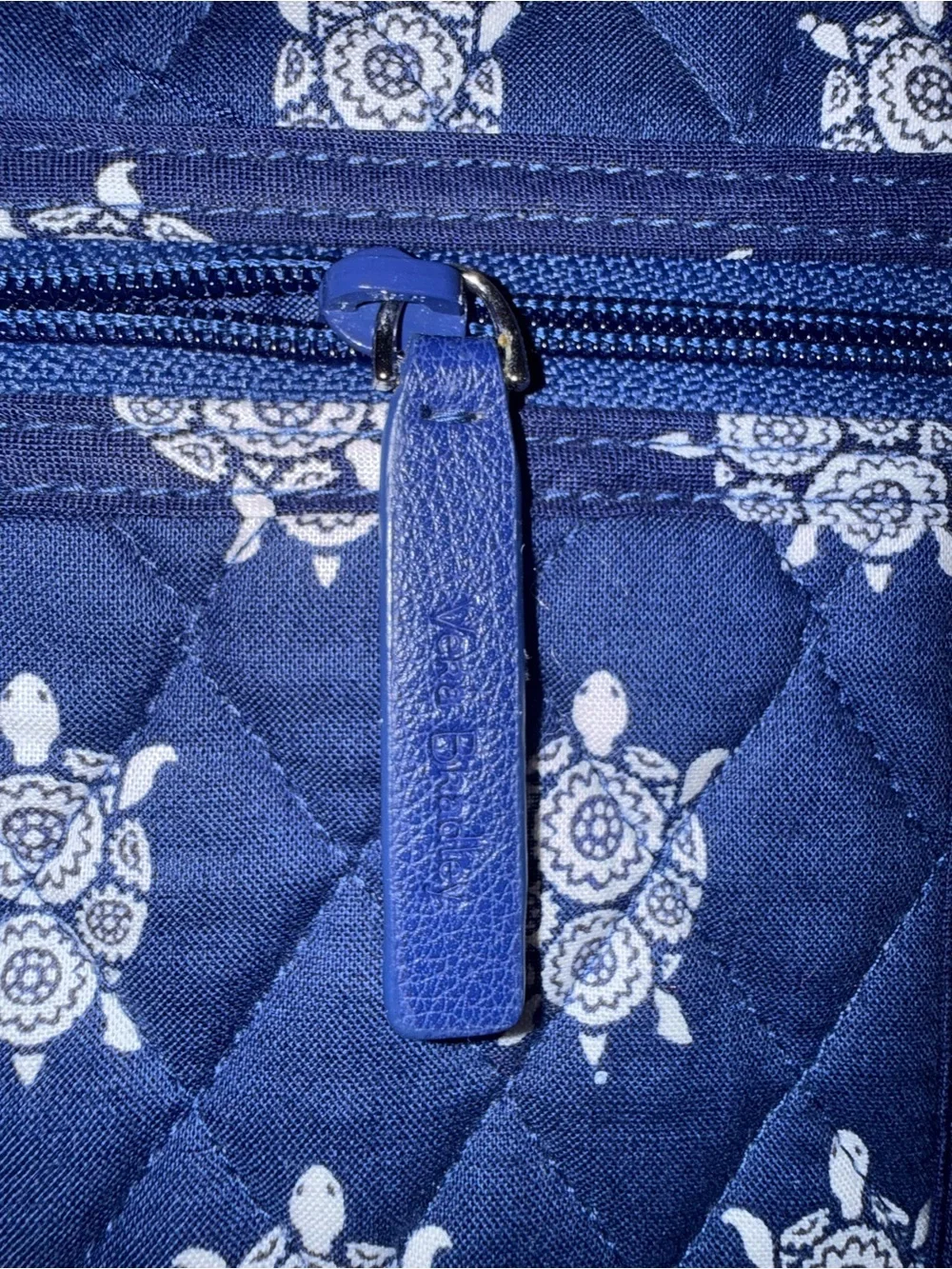 Vera Bradley Navy and White Quilted Floral Zipper Pouch